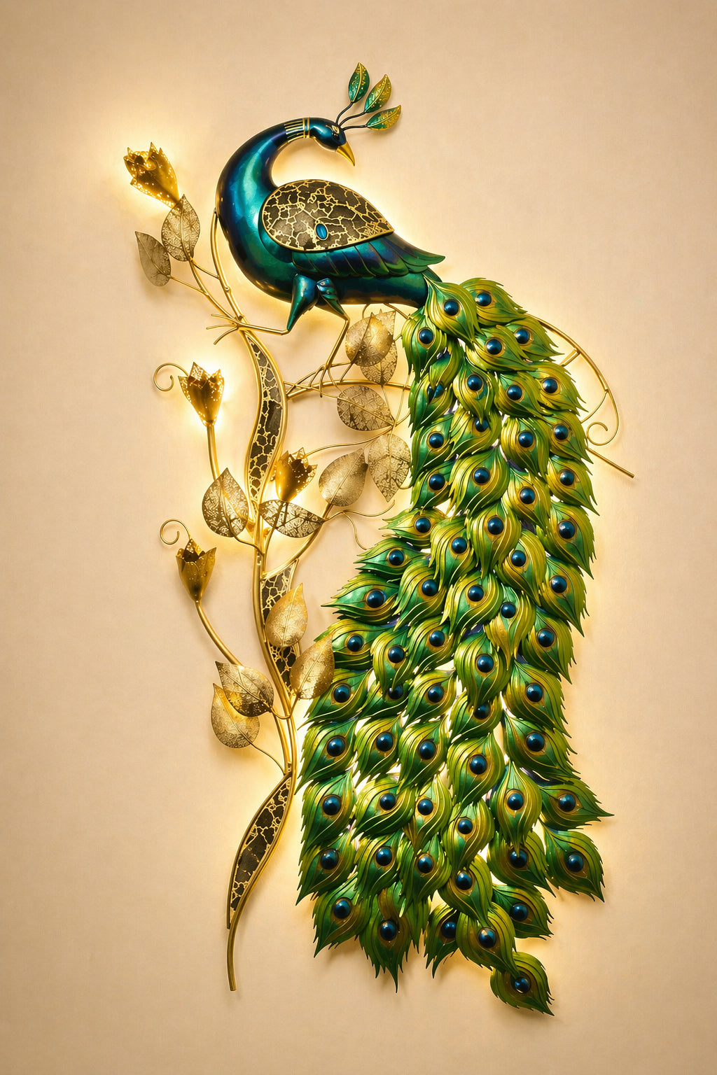 Premium Peacock Metal Wall Art Set