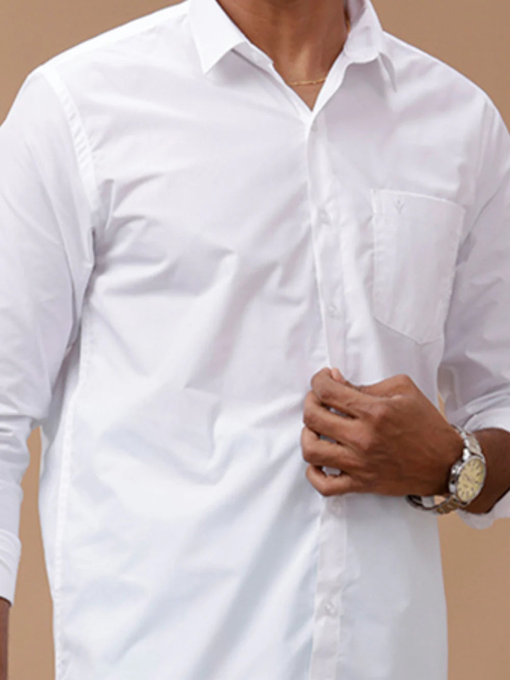 Ramraj's Cotton Rich White Shirt with Single Layer Dhoti Combo