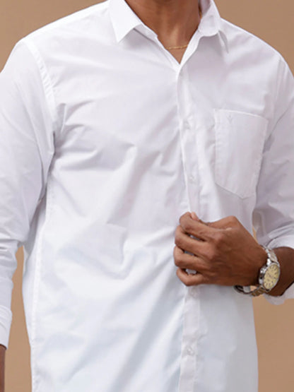 Ramraj's Cotton Rich White Shirt with Single Layer Dhoti Combo