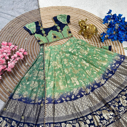 RKT Fashion's Pista Temple Half Saree