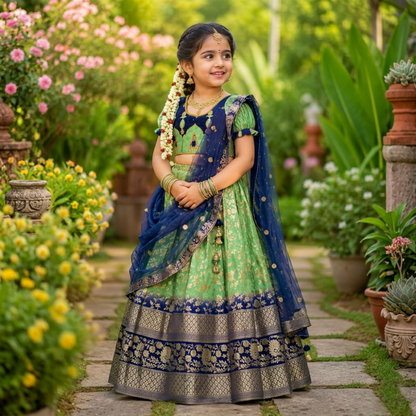 RKT Fashion's Pista Temple Half Saree