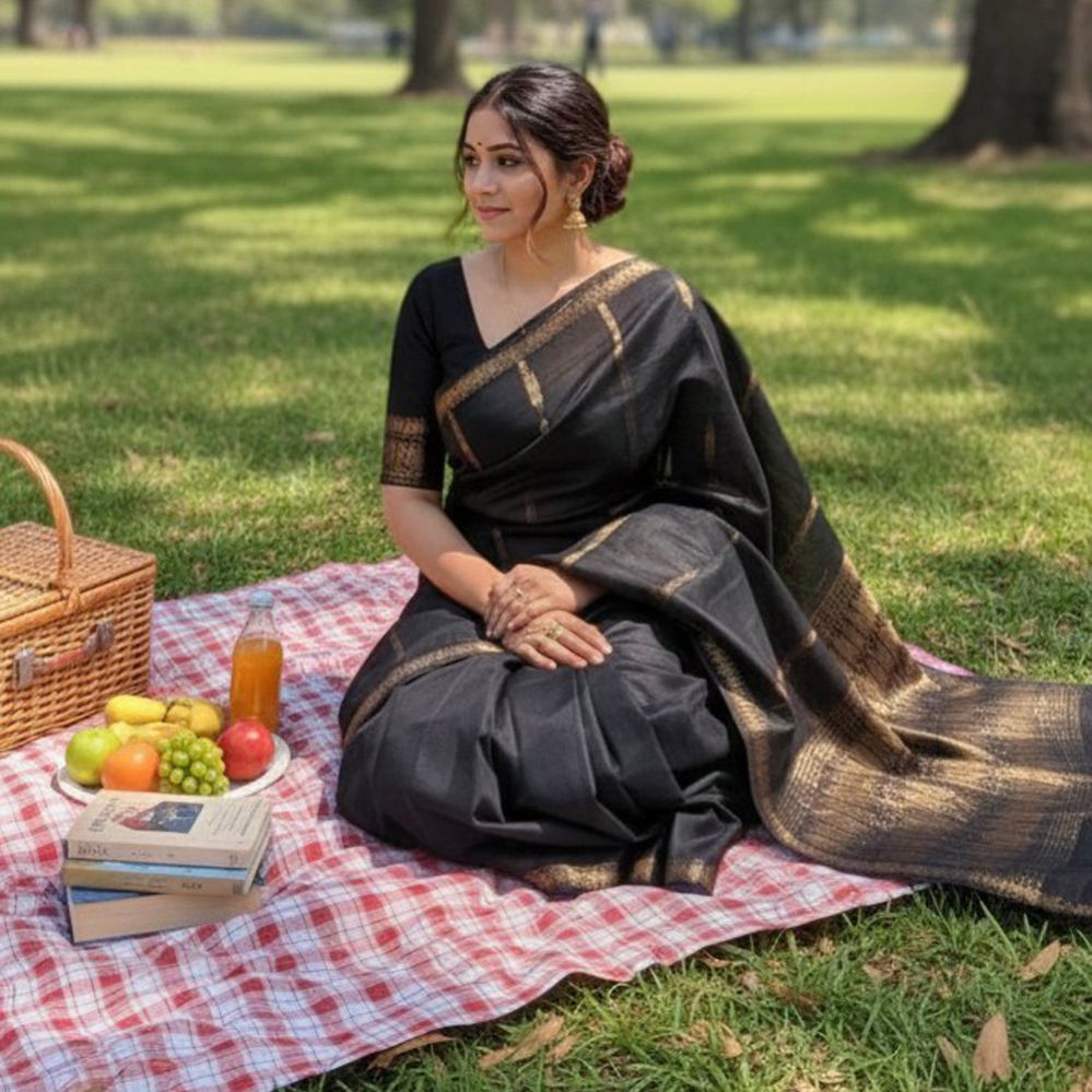 Pure Cotton With Gold Zari Work Saree