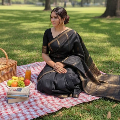 Pure Cotton With Gold Zari Work Saree