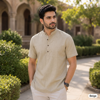 A&K Trends' Men's Khadi Linen Half Sleeve Short Kurta