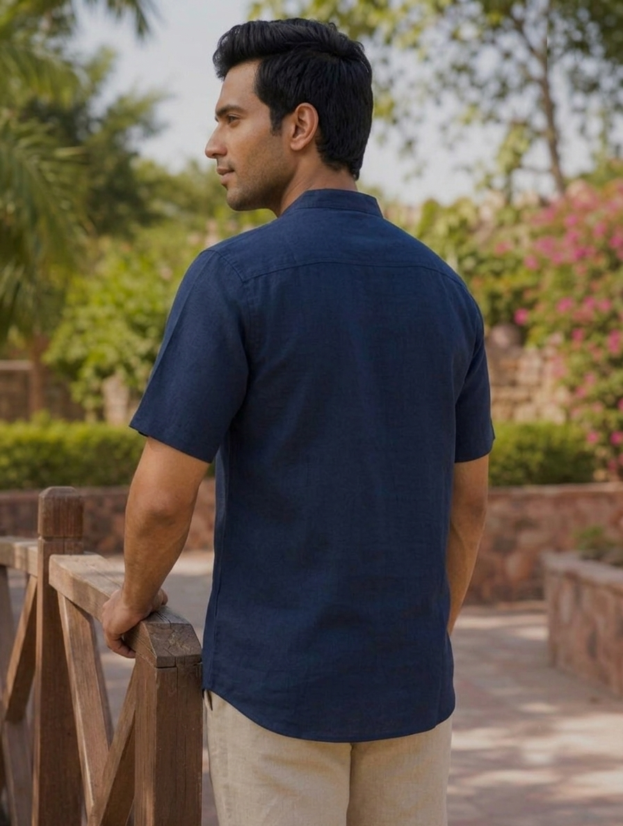 A&K Trends' Men's Khadi Linen Half Sleeve Short Kurta