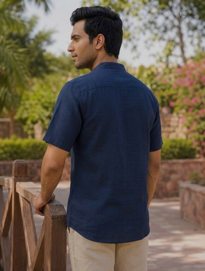 A&K Trends' Men's Khadi Linen Half Sleeve Short Kurta