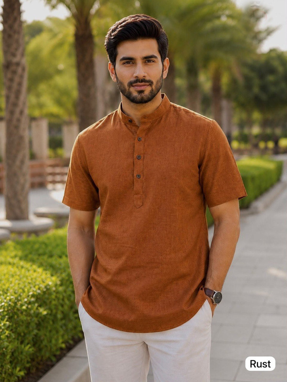 A&K Trends' Men's Khadi Linen Half Sleeve Short Kurta