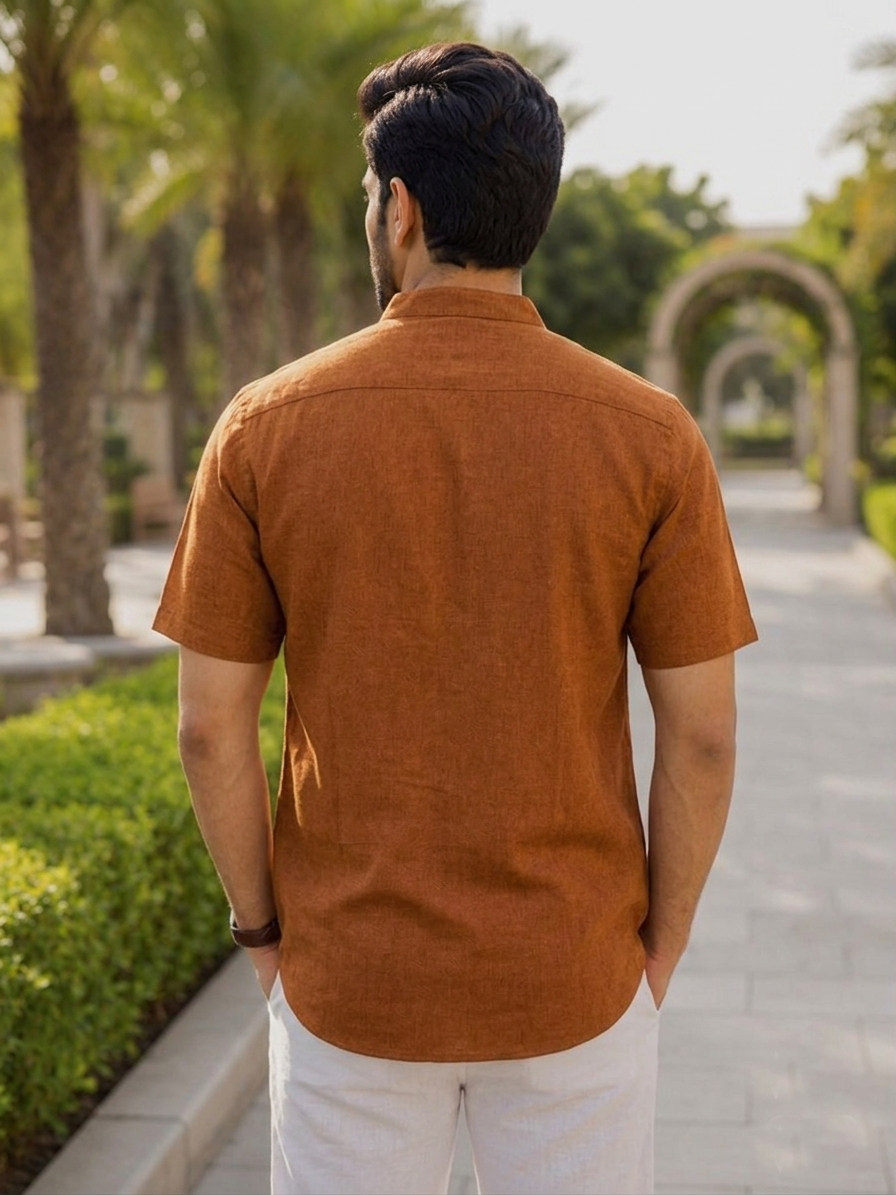 A&K Trends' Men's Khadi Linen Half Sleeve Short Kurta