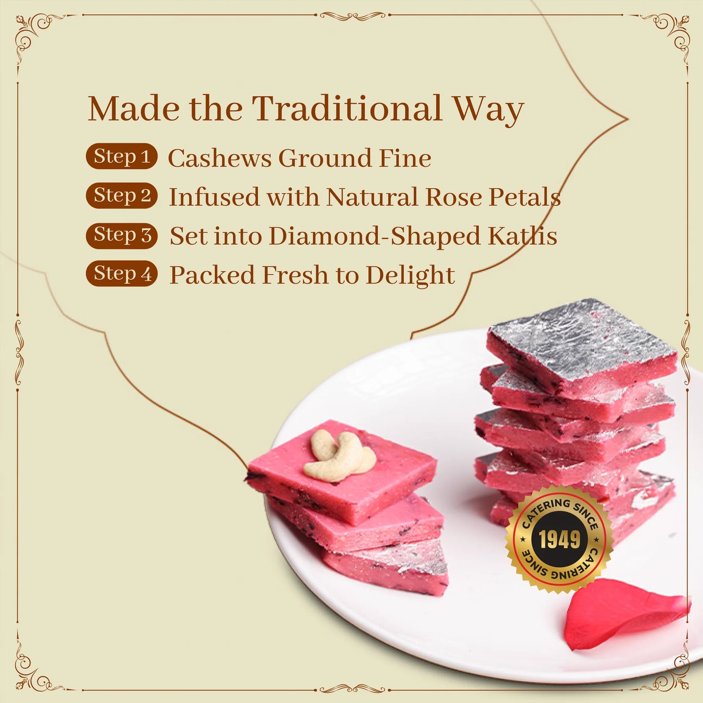 Shree Vaishnavi Sweets' Rose Kaju Katli