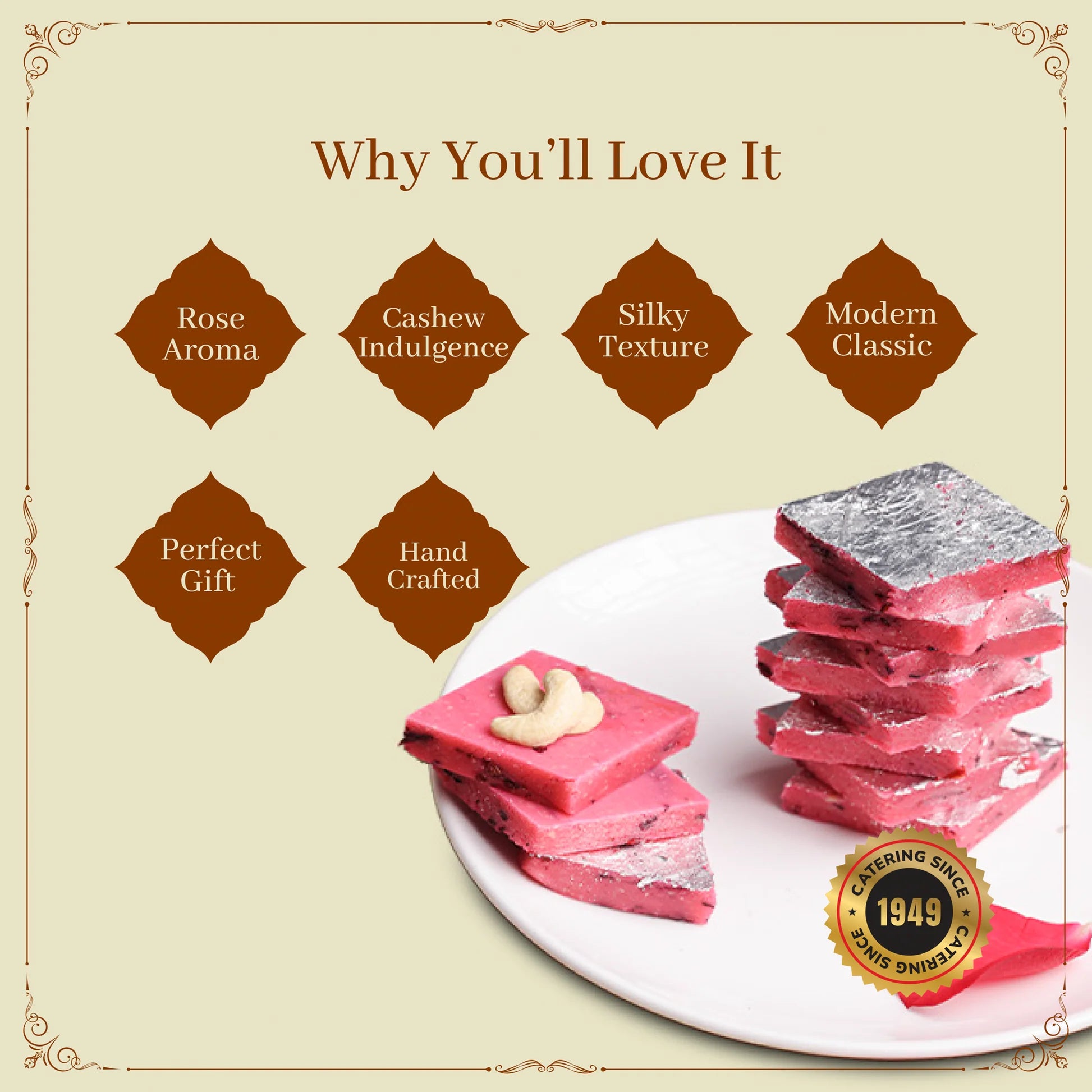 Shree Vaishnavi Sweets' Rose Kaju Katli