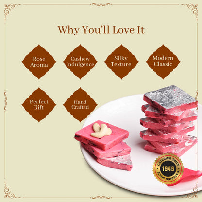 Shree Vaishnavi Sweets' Rose Kaju Katli