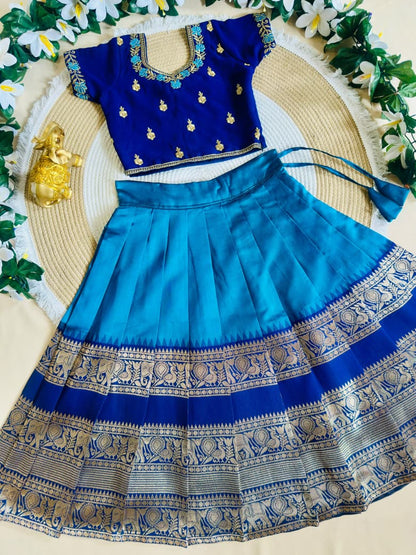 RKT Fashion's Royal Blue Zari Weave Kids Lehenga Choli