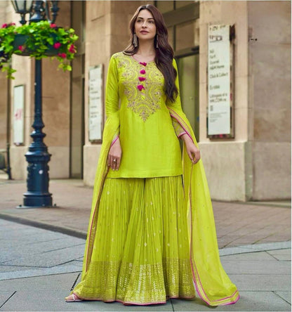 Vastra Creation's Heavy Faux Georgette Sharara Suit Set