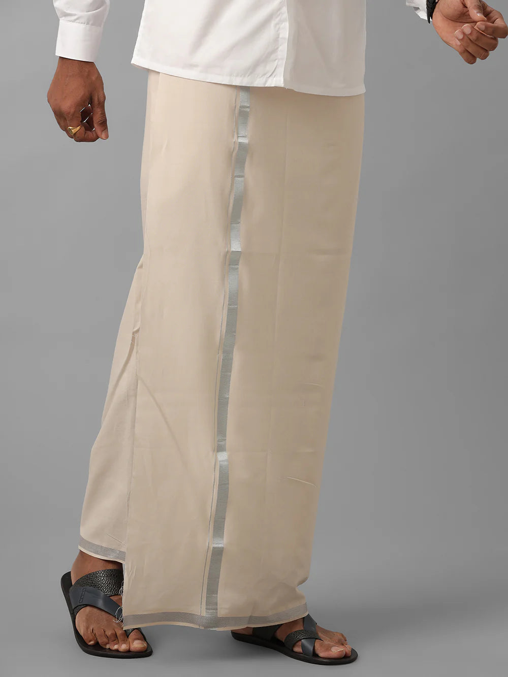 Ramraj's Cotton Rich White Shirt with Single Layer Dhoti Combo