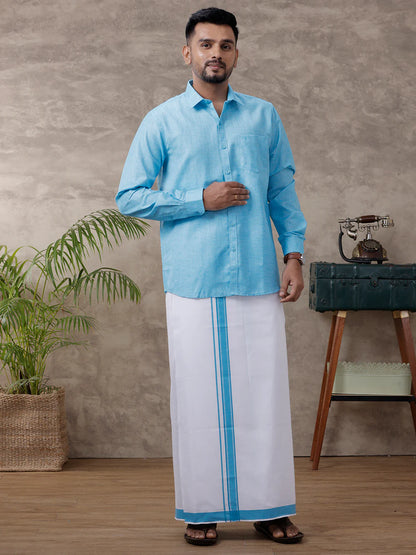 Ramraj's Cotton Rich Shirt with Matching Border Dhoti Set