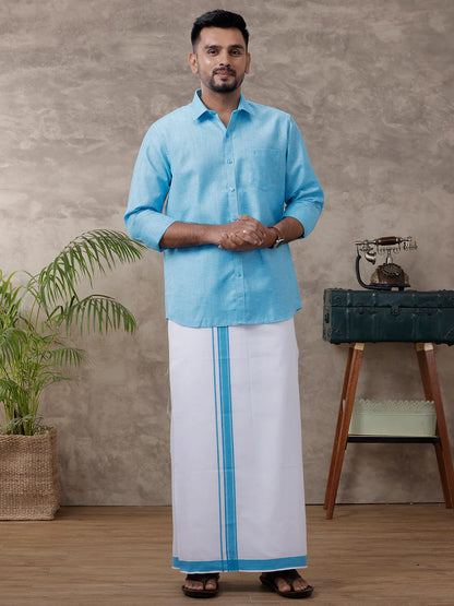 Ramraj's Cotton Rich Shirt with Matching Border Dhoti Set