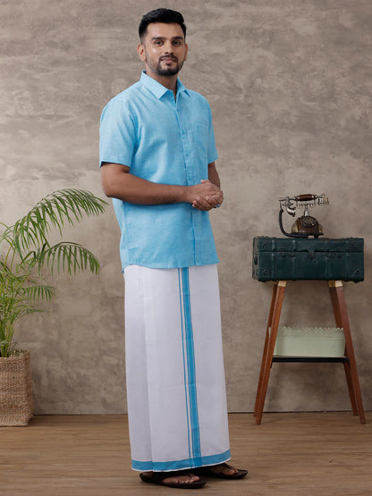 Ramraj's Cotton Rich Shirt with Matching Border Dhoti Set