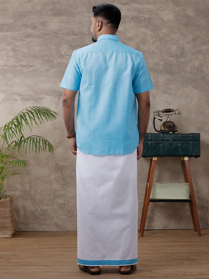Ramraj's Cotton Rich Shirt with Matching Border Dhoti Set