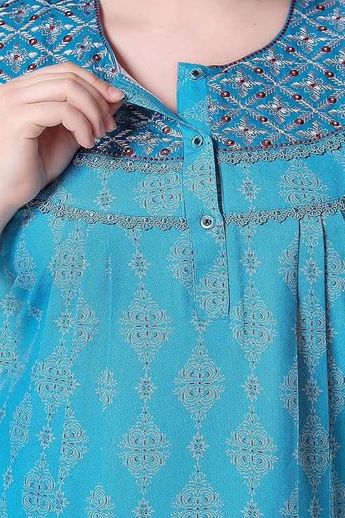 Soulemo Women's Printed Alpine Nighty blue
