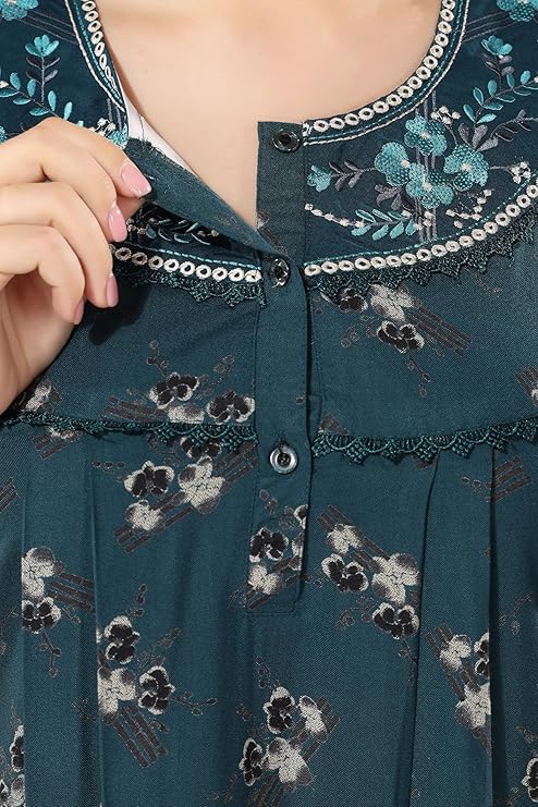 Soulemo Women's Printed Alpine Nighty pine green