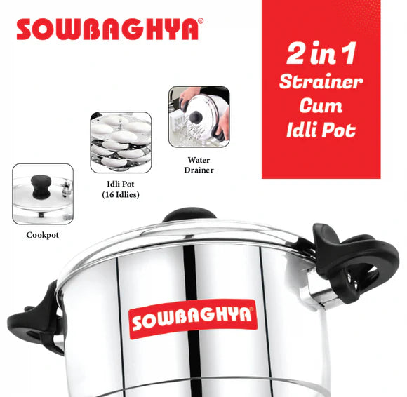 Sowbaghya Strainer (2 in 1) Rice Strainer Cum Idly Pot