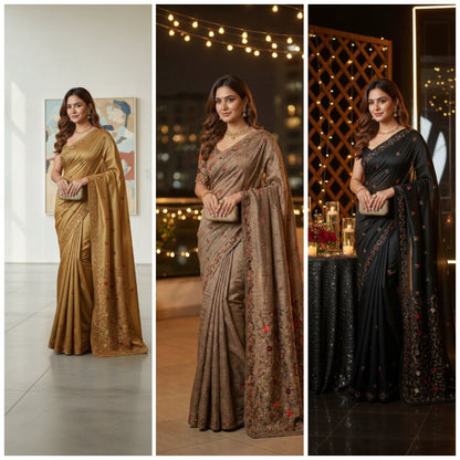 Tusser Cotton with Kashmiri Embroidery Saree