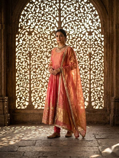Women Wastra's Fendy Satin Silk Gown Palazzo Set
