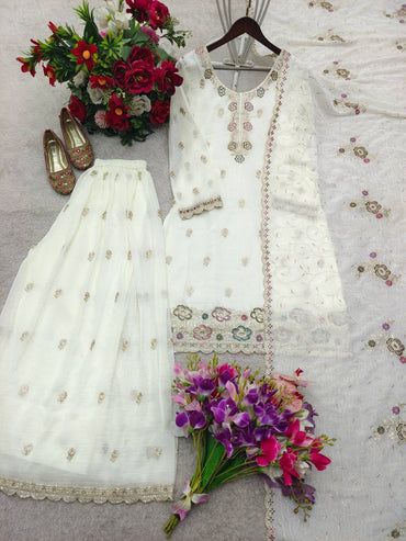 Women Wastra's Elegant Crunchy Silk Palazzo Suit Set