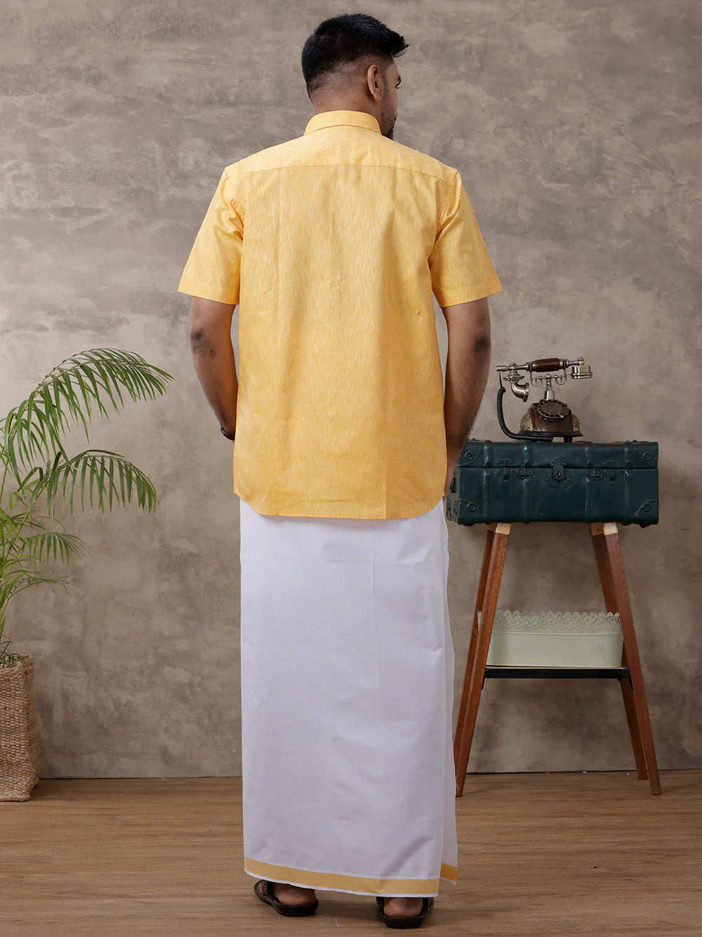 Ramraj's Cotton Rich Shirt with Matching Border Dhoti Set