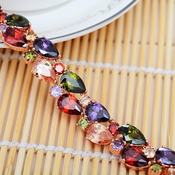 Yellow Chimes Jewellery Set for Women Swiss Cubic Zirconia 18K Rose Gold Plated Necklace Set for Women and Girls