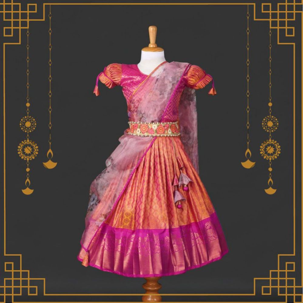 Varnatari's Yellow & Magenta Pink Lehenga