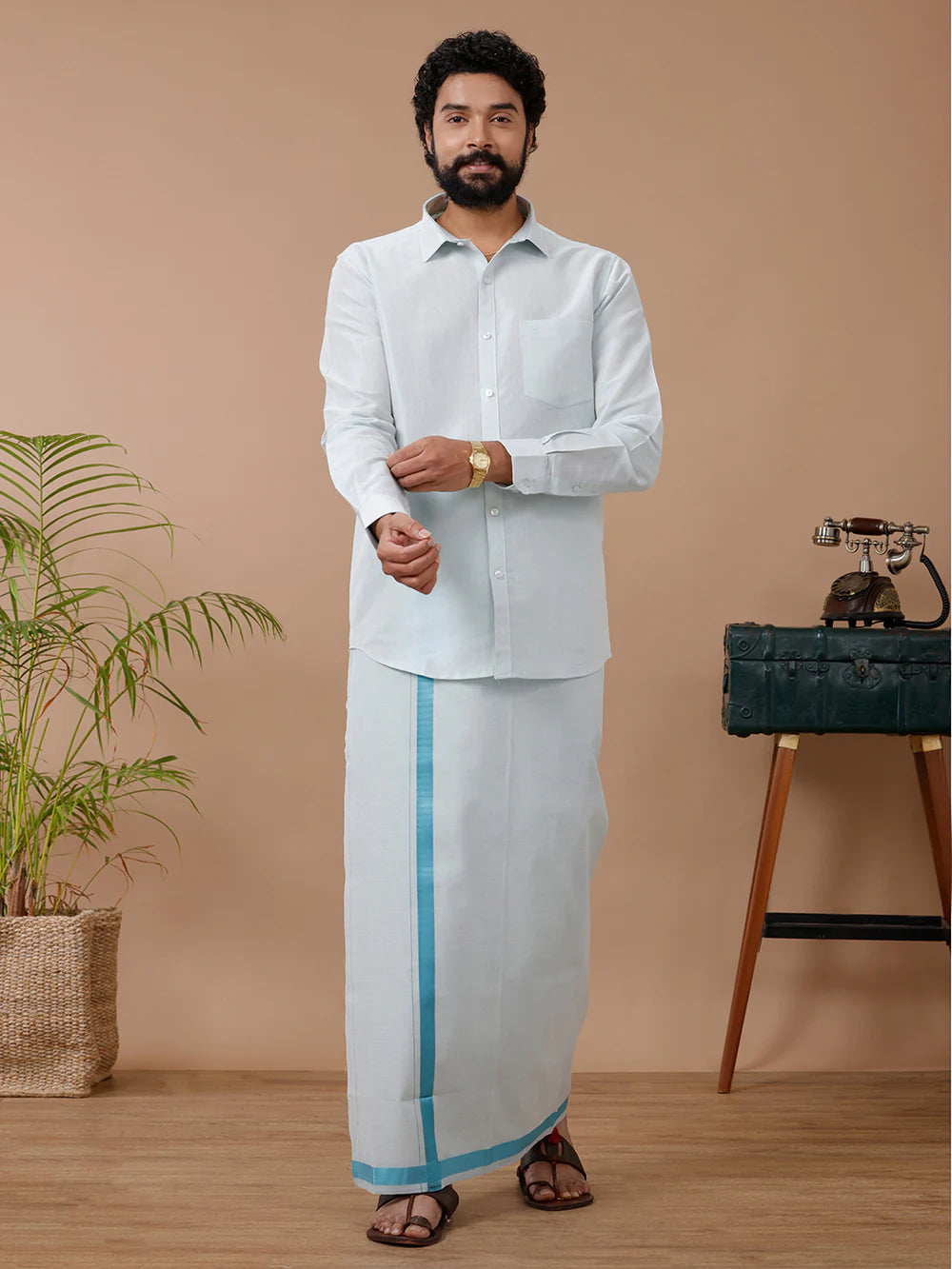 Ramraj's Tissue Shirt & Dhoti Set