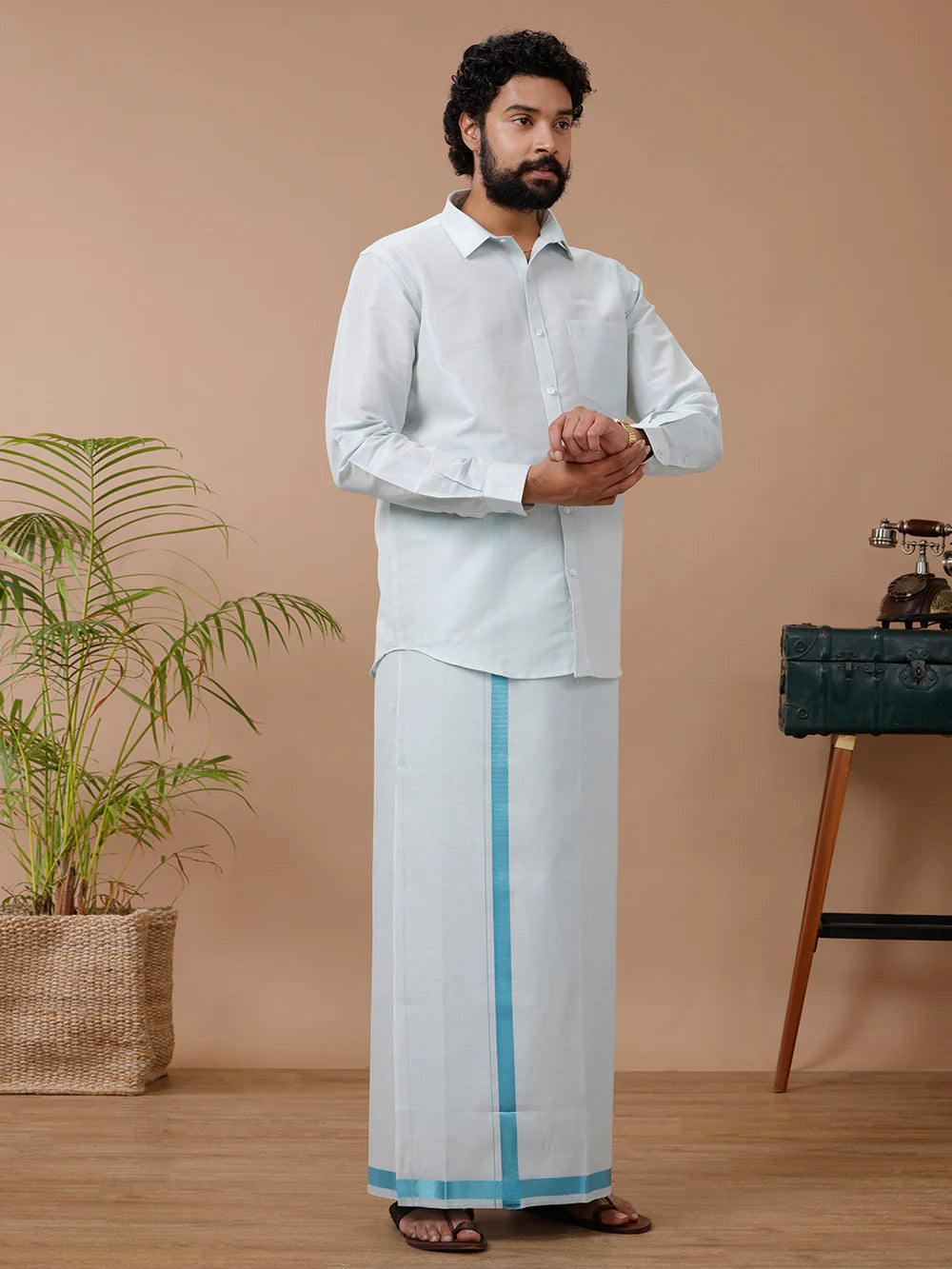 Ramraj's Tissue Shirt & Dhoti Set