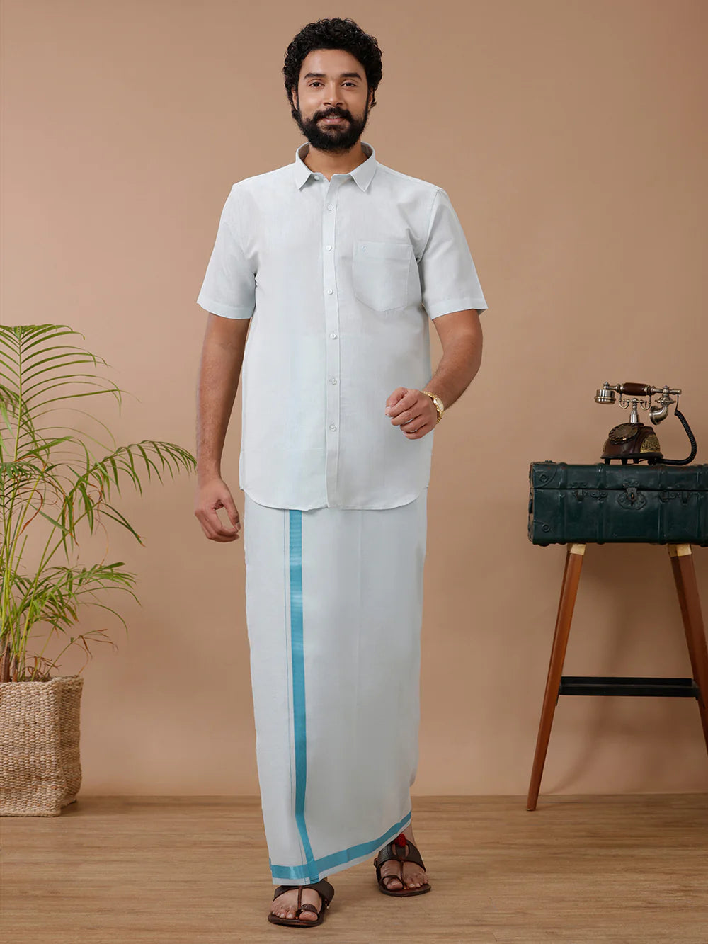 Ramraj's Tissue Shirt & Dhoti Set