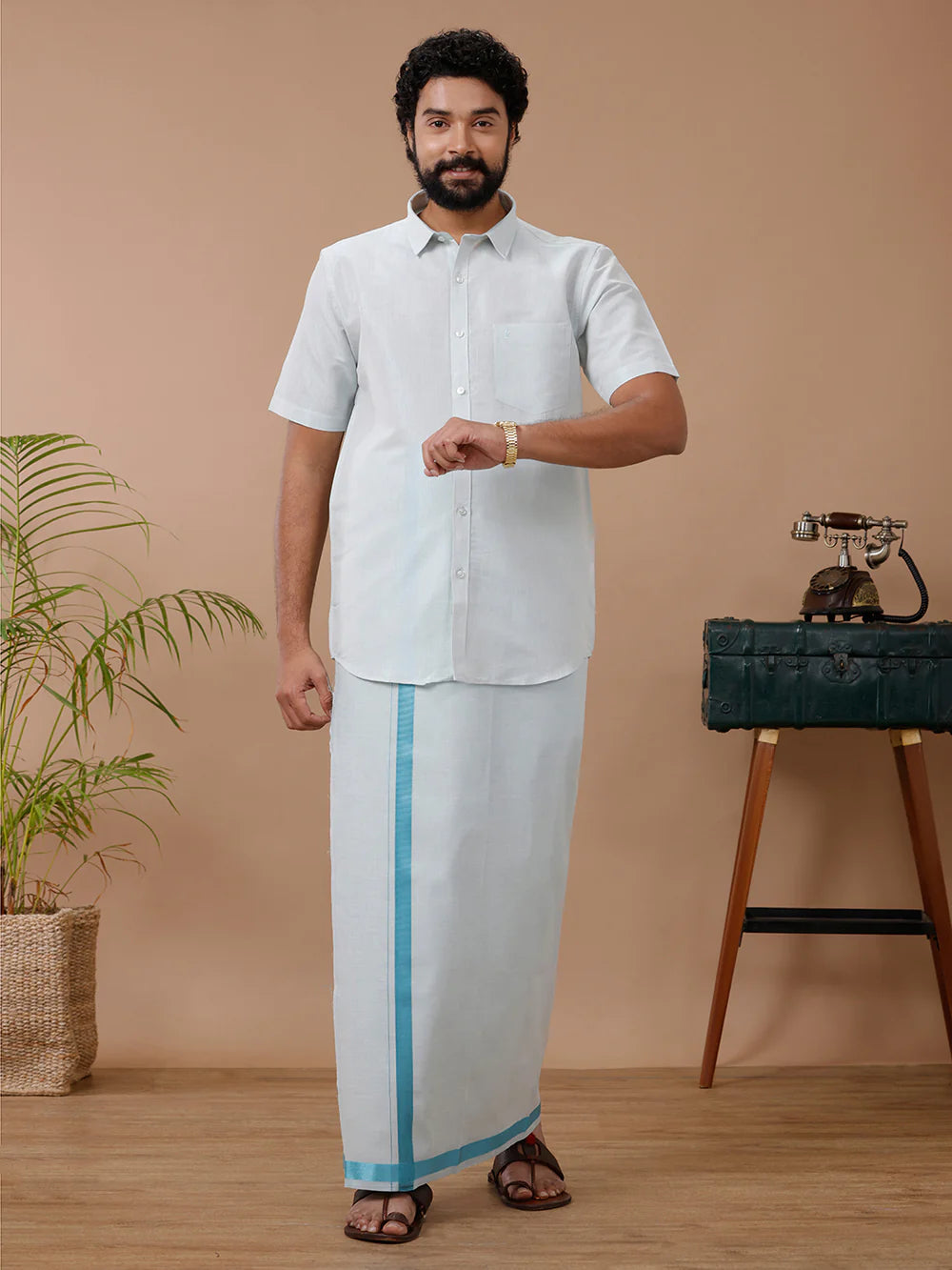 Ramraj's Tissue Shirt & Dhoti Set