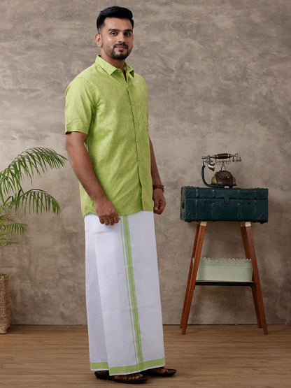 Ramraj's Cotton Rich Shirt with Matching Border Dhoti Set