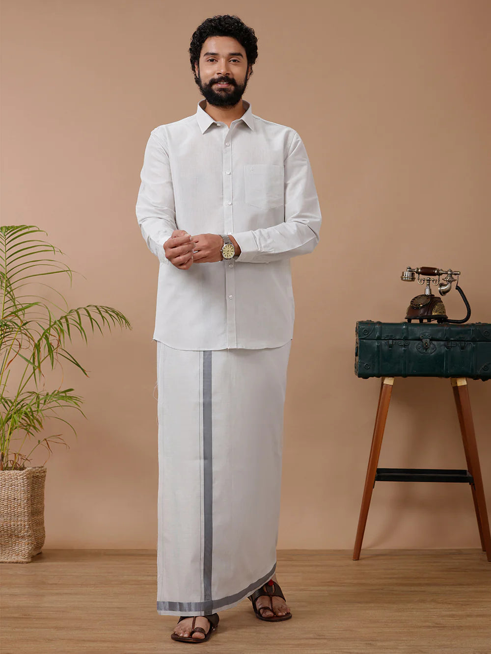 Ramraj's Tissue Shirt & Dhoti Set