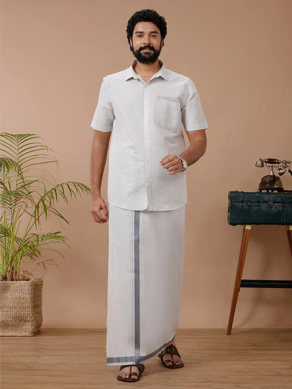 Ramraj's Tissue Shirt & Dhoti Set