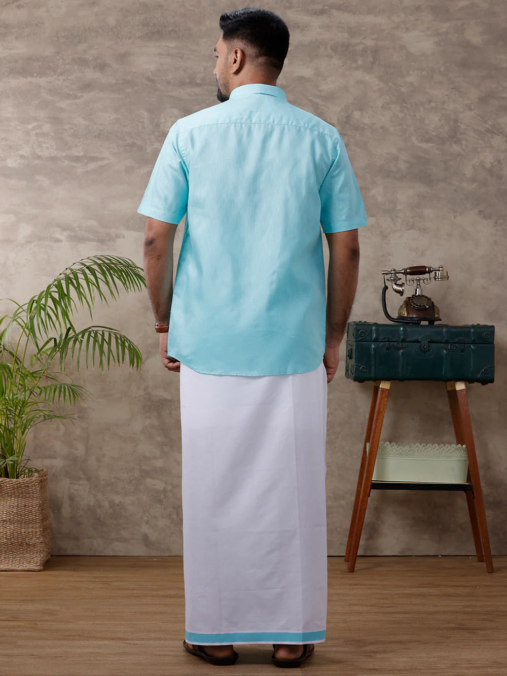 Ramraj's Cotton Rich Shirt with Matching Border Dhoti Set