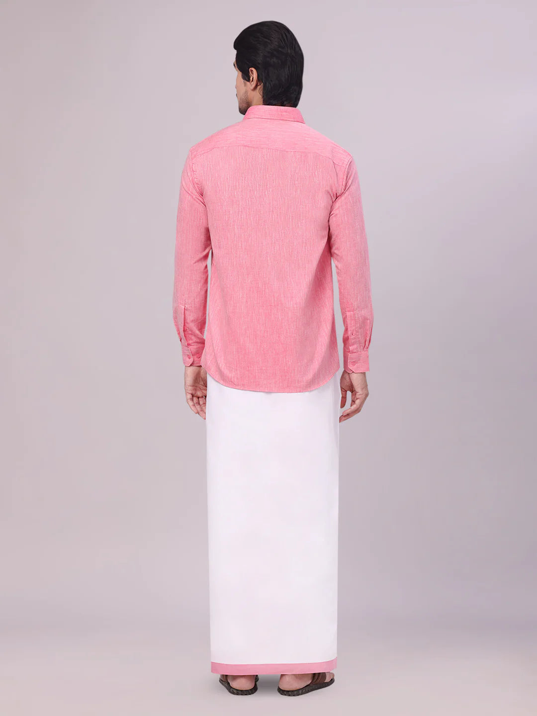 Minister White's Father & Son Cotton Shirt with Matching Border Dhoti Combo