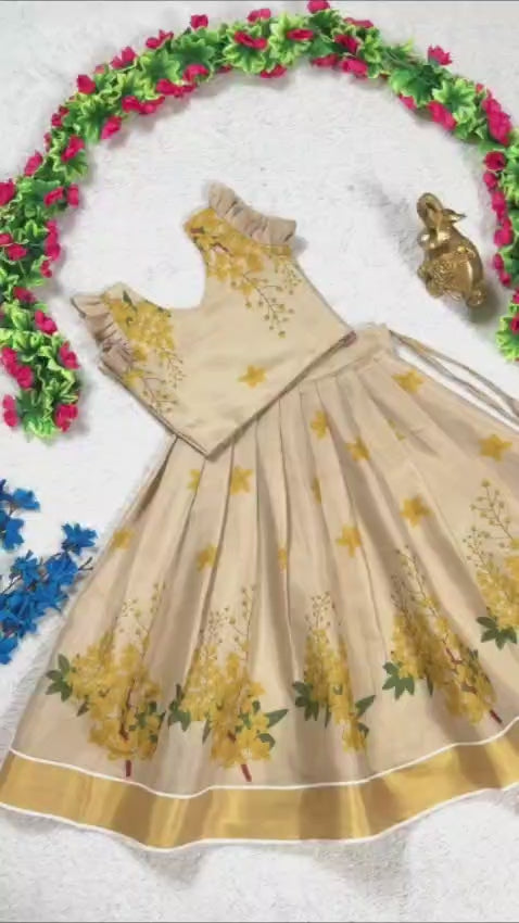 RKT Fashion's Golden Bloom Pattu Pavadai Set