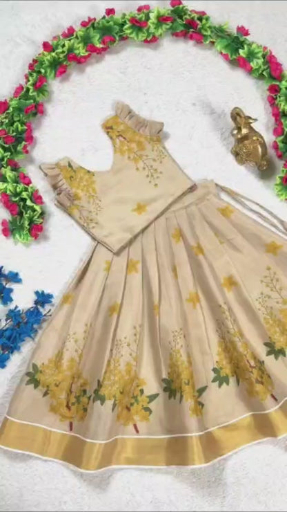 RKT Fashion's Golden Bloom Pattu Pavadai Set