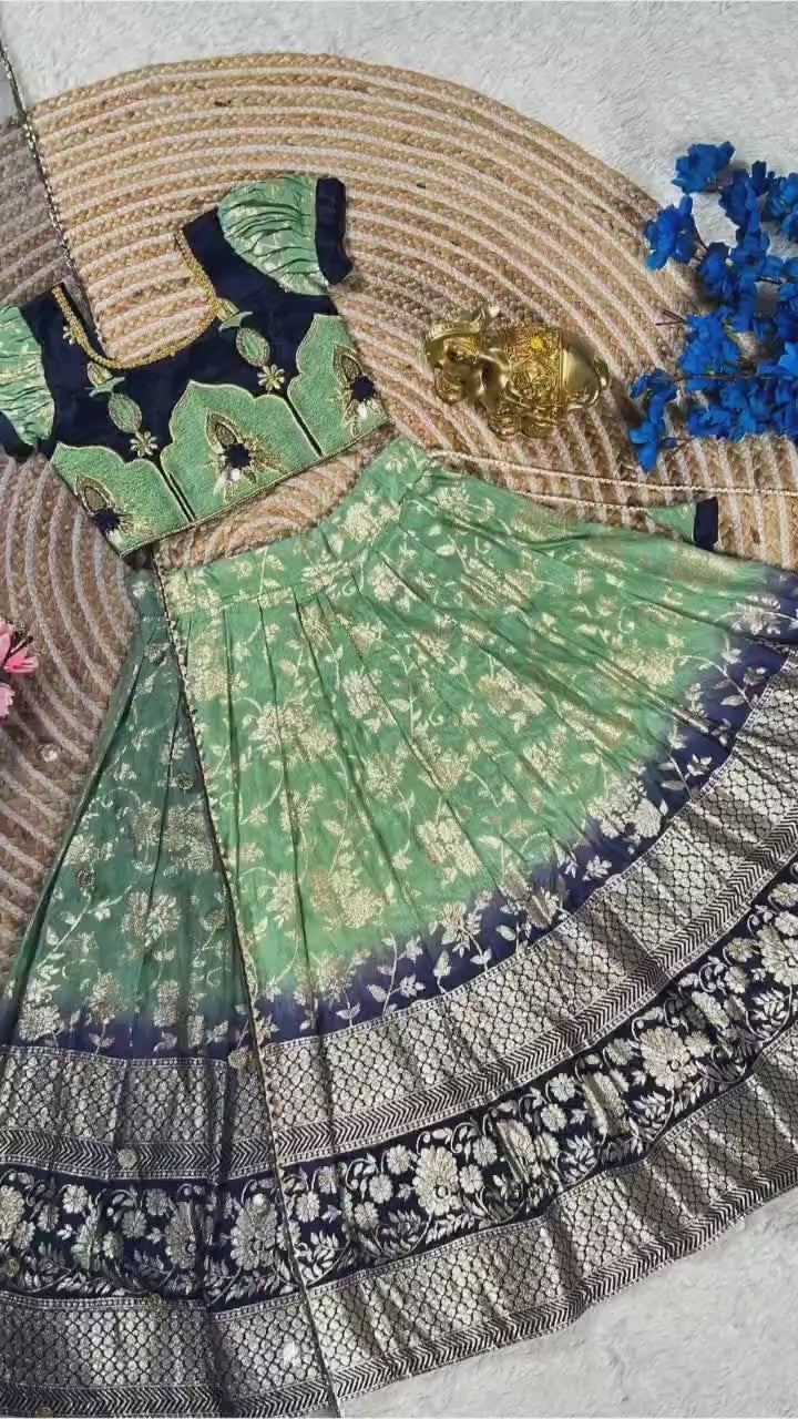 RKT Fashion's Pista Temple Half Saree