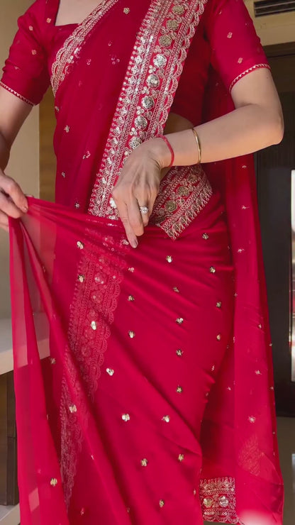 Desire Studio's Premium Designer Pure Georgette Sequins Saree