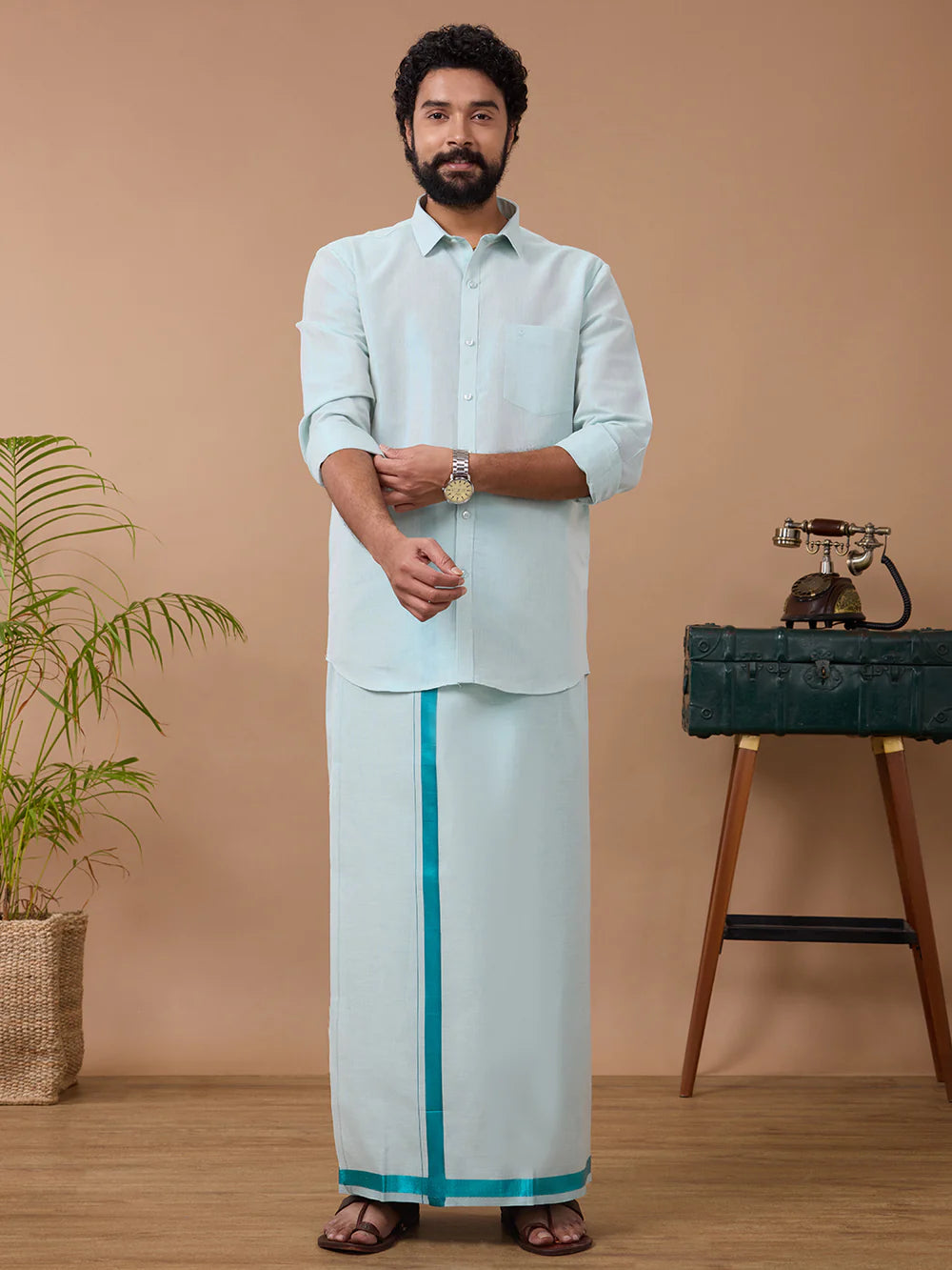 Ramraj's Tissue Shirt & Dhoti Set