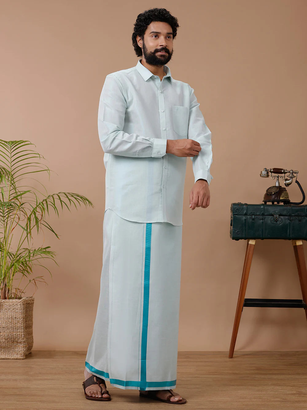 Ramraj's Tissue Shirt & Dhoti Set