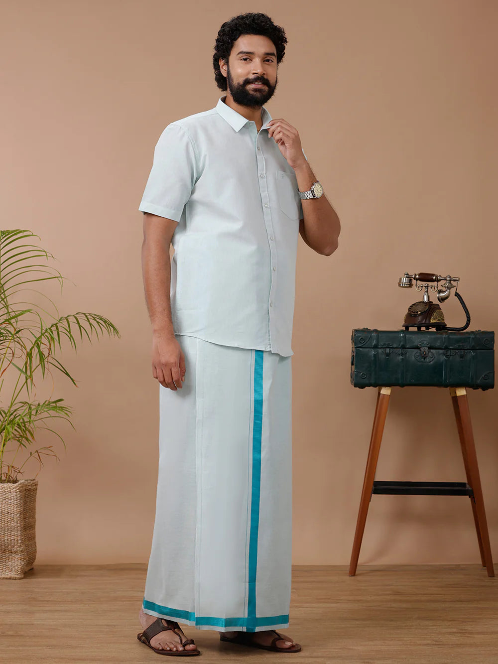 Ramraj's Tissue Shirt & Dhoti Set