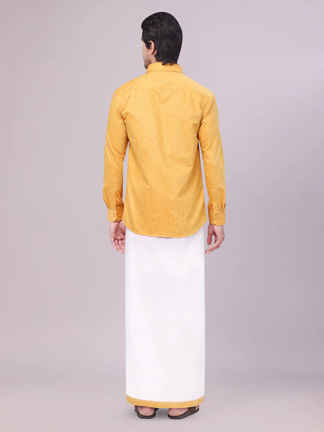 Minister White's Father & Son Cotton Shirt with Matching Border Dhoti Combo
